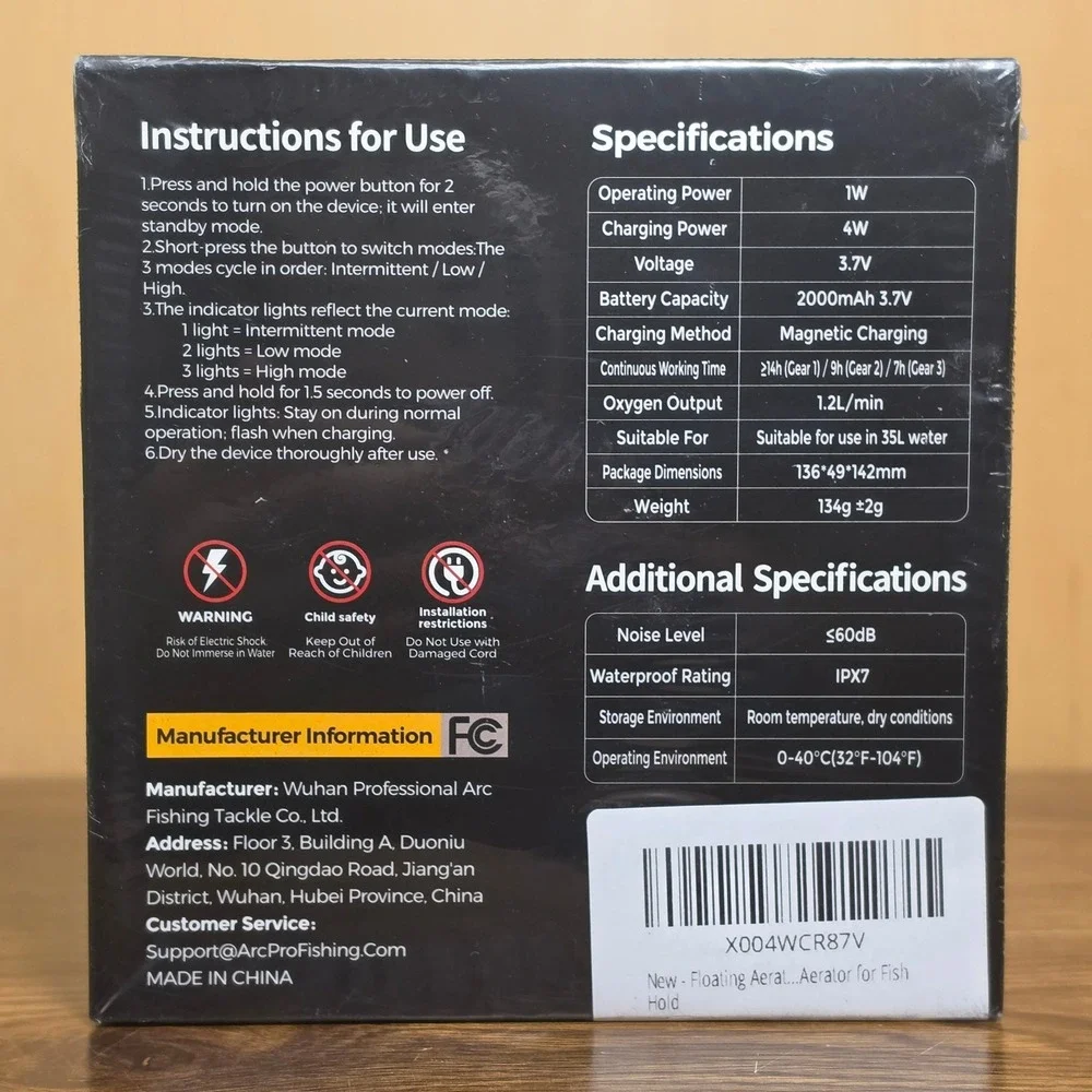 ArcPro X500 Floating Live Bait Aerator IPX7 Waterproof Rechargeable New Sealed *